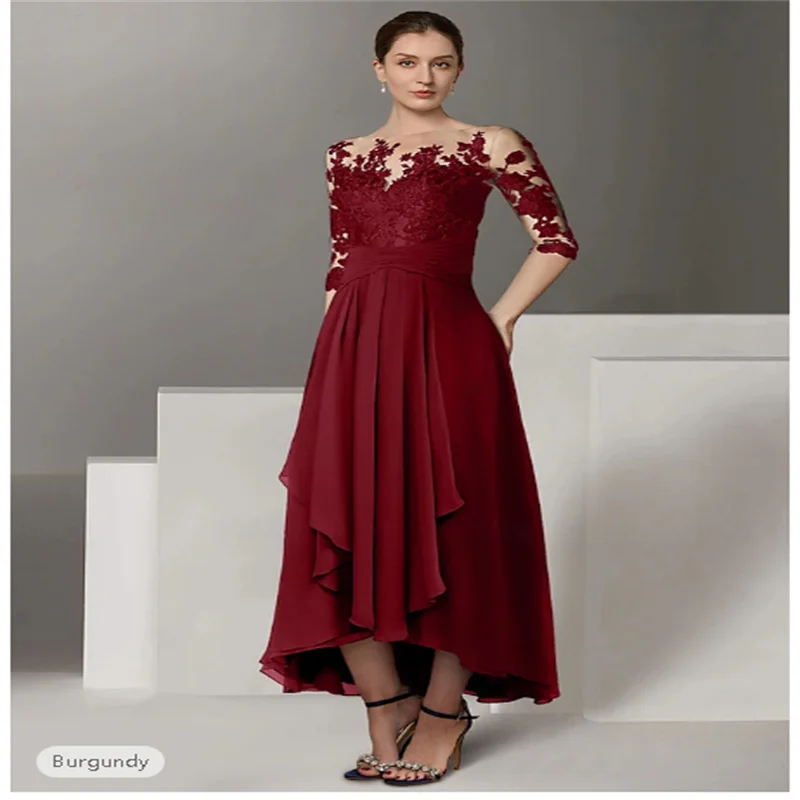 A-Line Cocktail Dresses Elegant Dress Wedding Guest Asymmetrical 3/4 Length Sleeve Jewel Neck Stretch Satin with Appliques 2025
A-Line Cocktail Dresses Elegant Dress Wedding Guest Asymmetrical 3/4 Length Sleeve Jewel Neck Stretch Satin with Appliques 2025