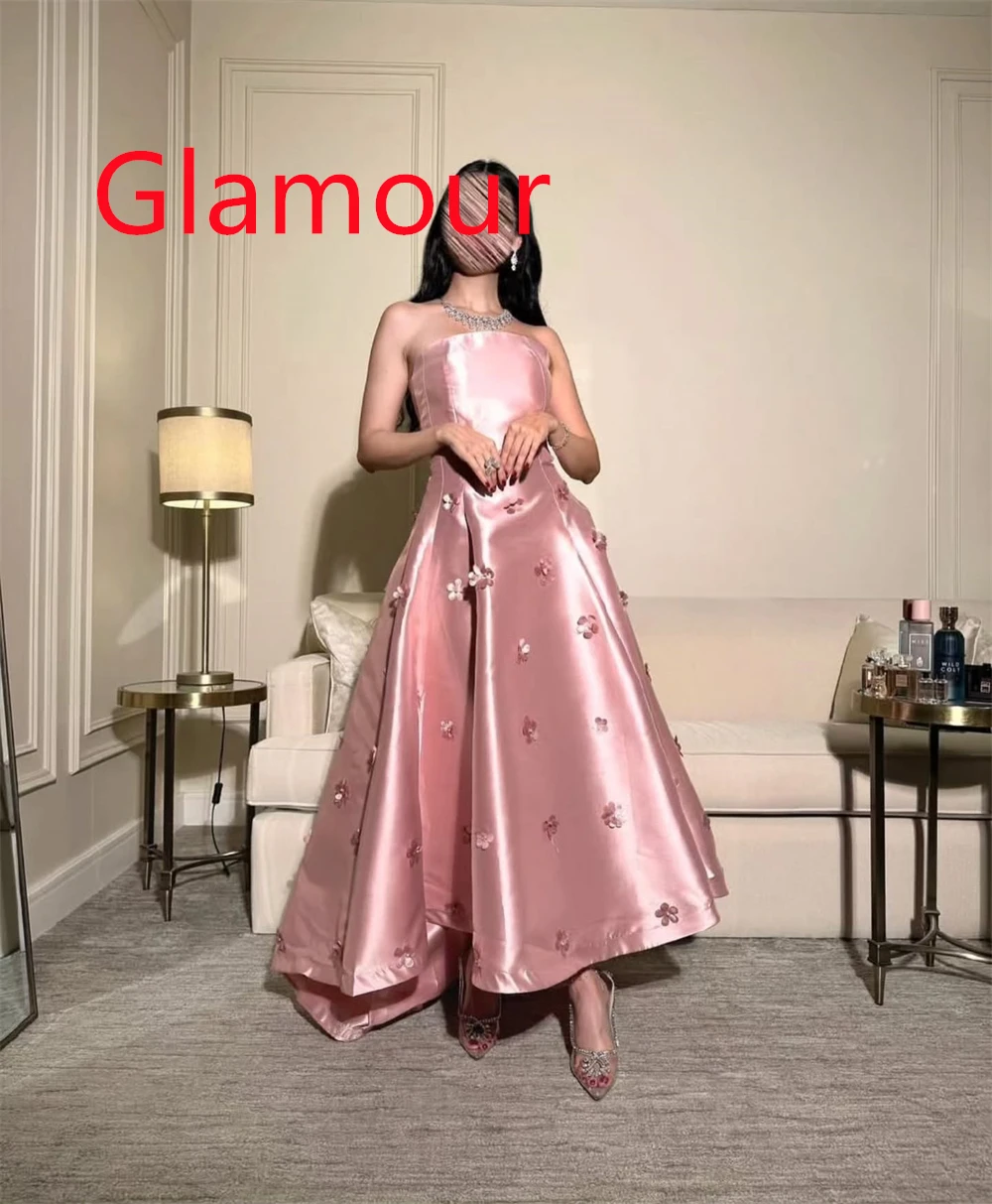 Customized Temperament Pink Satin Evening Dress High Quality Strapless Sleeveless Zipper Back Flowers Special Occasion Gowns
Customized Temperament Pink Satin Evening Dress High Quality Strapless Sleeveless Zipper Back Flowers Special Occasion Gowns