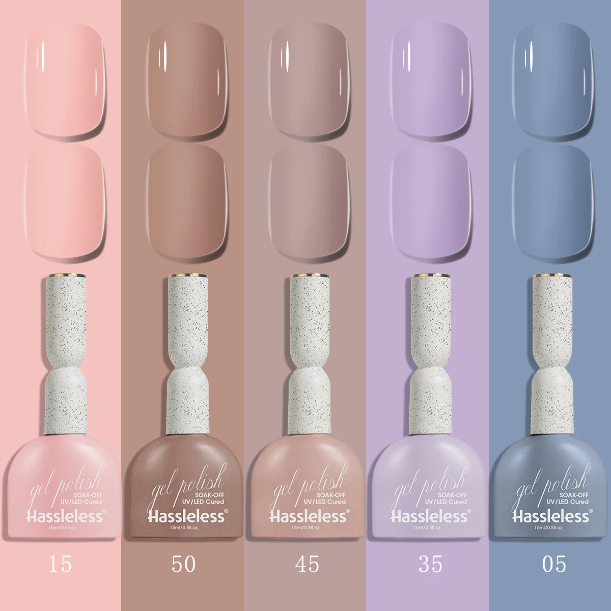 Hassleless 5Pcs Morandi Lavender Nude Gel Nail Polish Set Soak Off UV LED Nail Art Kit
Hassleless 5Pcs Morandi Lavender Nude Gel Nail Polish Set Soak Off UV LED Nail Art Kit
