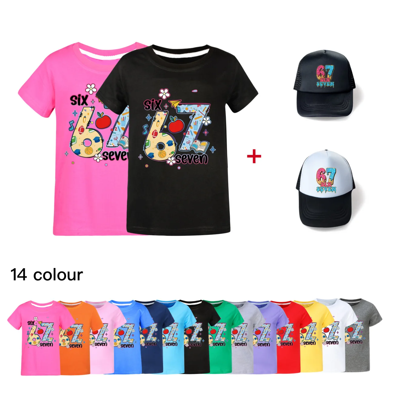New Steal a Brainrot 67 boys' and girls' children's clothing short sleeved T-shirt+hat 2pcs
New Steal a Brainrot 67 boys' and girls' children's clothing short sleeved T-shirt+hat 2pcs
