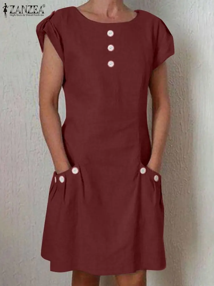 Vintage Summer Short Sleeve Dress ZANZEA Women Sundress Bohemain Holiday Vestidos Buttons Solid Casual Baggy Work Robe Femme
Vintage Summer Short Sleeve Dress ZANZEA Women Sundress Bohemain Holiday Vestidos Buttons Solid Casual Baggy Work Robe Femme