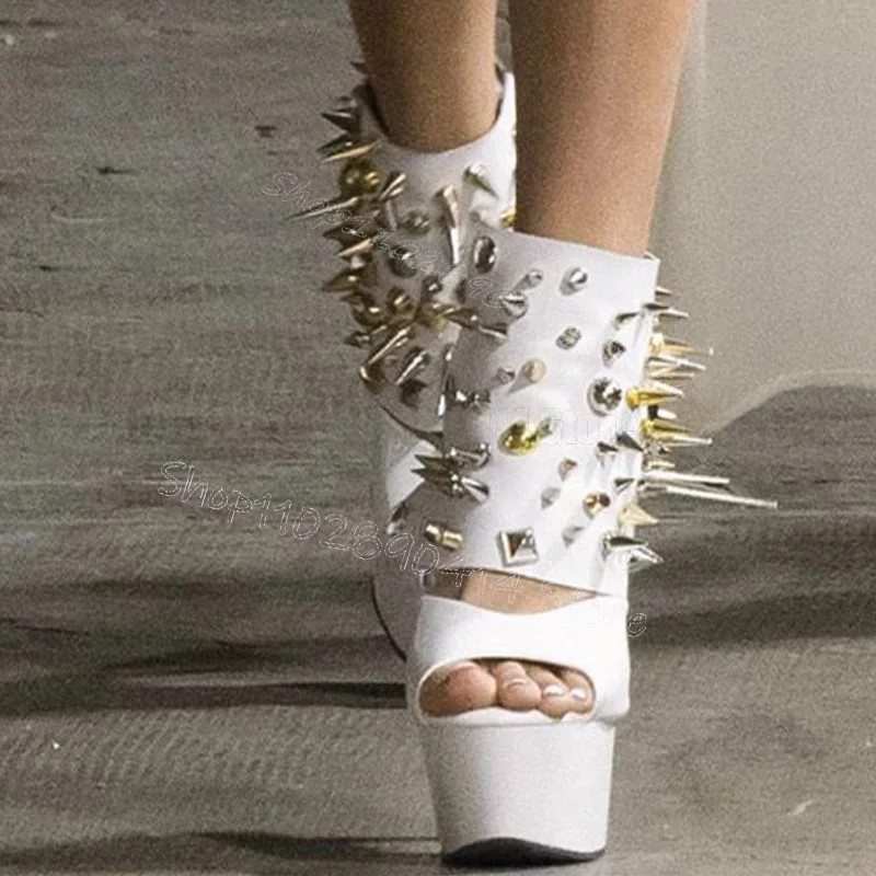 Metal Spikes White Open Toe Platform Sandals Back Zipper Women Shoes Thin High Heels Party Feast Dating 2026 Zapatos Para Mujere
Metal Spikes White Open Toe Platform Sandals Back Zipper Women Shoes Thin High Heels Party Feast Dating 2026 Zapatos Para Mujere
