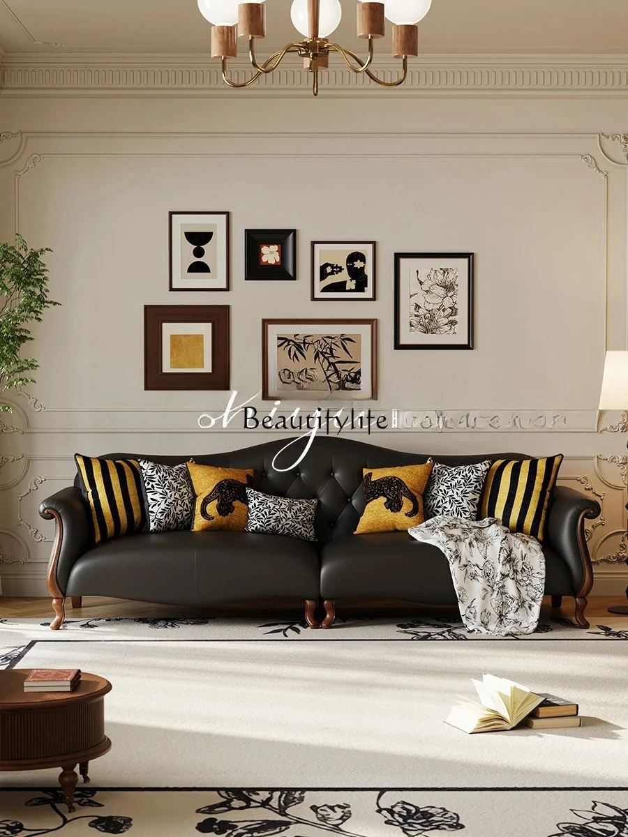 02 Sofa leather solid wood villa medium and ancient custom retro style straight row small sofa
02 Sofa leather solid wood villa medium and ancient custom retro style straight row small sofa