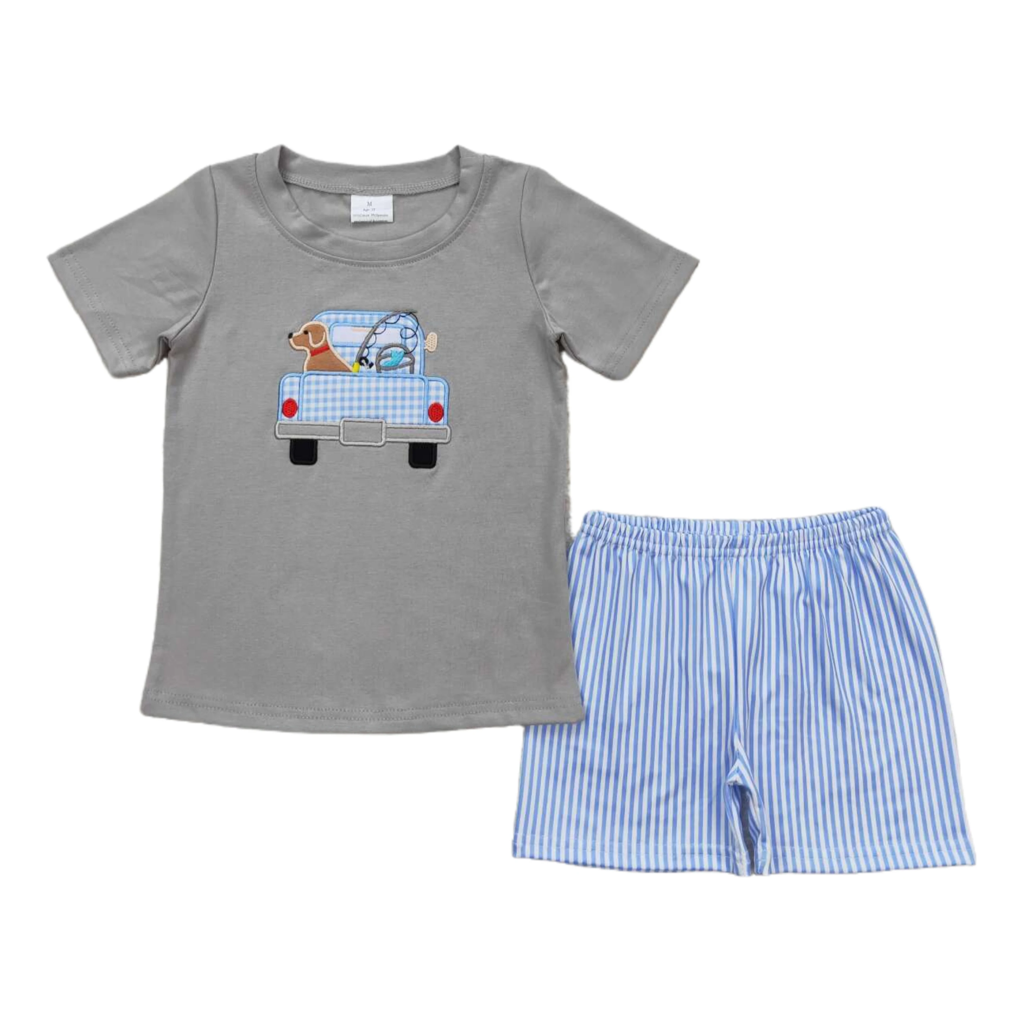 Hot Sale Baby Boys Embroidery Grey Dog Fishing Shirt Shorts Outfits Clothes Sets Boutique Kids Designer Clothes Boys Outfits
Hot Sale Baby Boys Embroidery Grey Dog Fishing Shirt Shorts Outfits Clothes Sets Boutique Kids Designer Clothes Boys Outfits