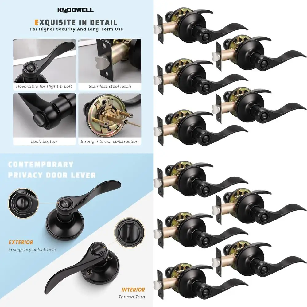 Матовые черные дверные ручки для конфиденциальности, комплект из 5 рычагов в стиле падения для домашних межкомнатных дверей с замками
Матовые черные дверные ручки для конфиденциальности, комплект из 5 рычагов в стиле падения для домашних межкомнатных дверей с замками