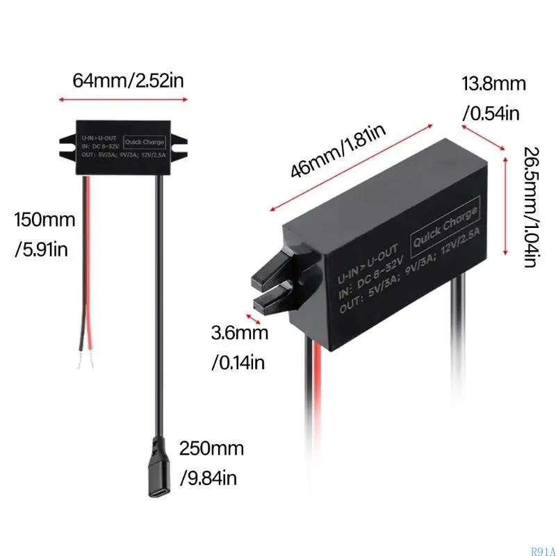 R91A 30W Тип C Устройство быстрого зарядки от 8V-32 В до 5 В/9 В/12 В модуль питания питания питания
R91A 30W Тип C Устройство быстрого зарядки от 8V-32 В до 5 В/9 В/12 В модуль питания питания питания