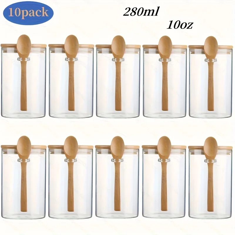 10pcs Glass Jars with Lids & Spoons - Airtight Sealed Containers Suitable for Spices, Salt, Sugar Storage, Lid & Spoon Lid for C
10pcs Glass Jars with Lids & Spoons - Airtight Sealed Containers Suitable for Spices, Salt, Sugar Storage, Lid & Spoon Lid for C