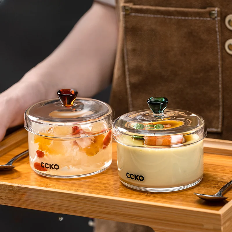 High borosilicate glass high temperature resistant egg cup household special bowl stew cup with lid transparent
High borosilicate glass high temperature resistant egg cup household special bowl stew cup with lid transparent