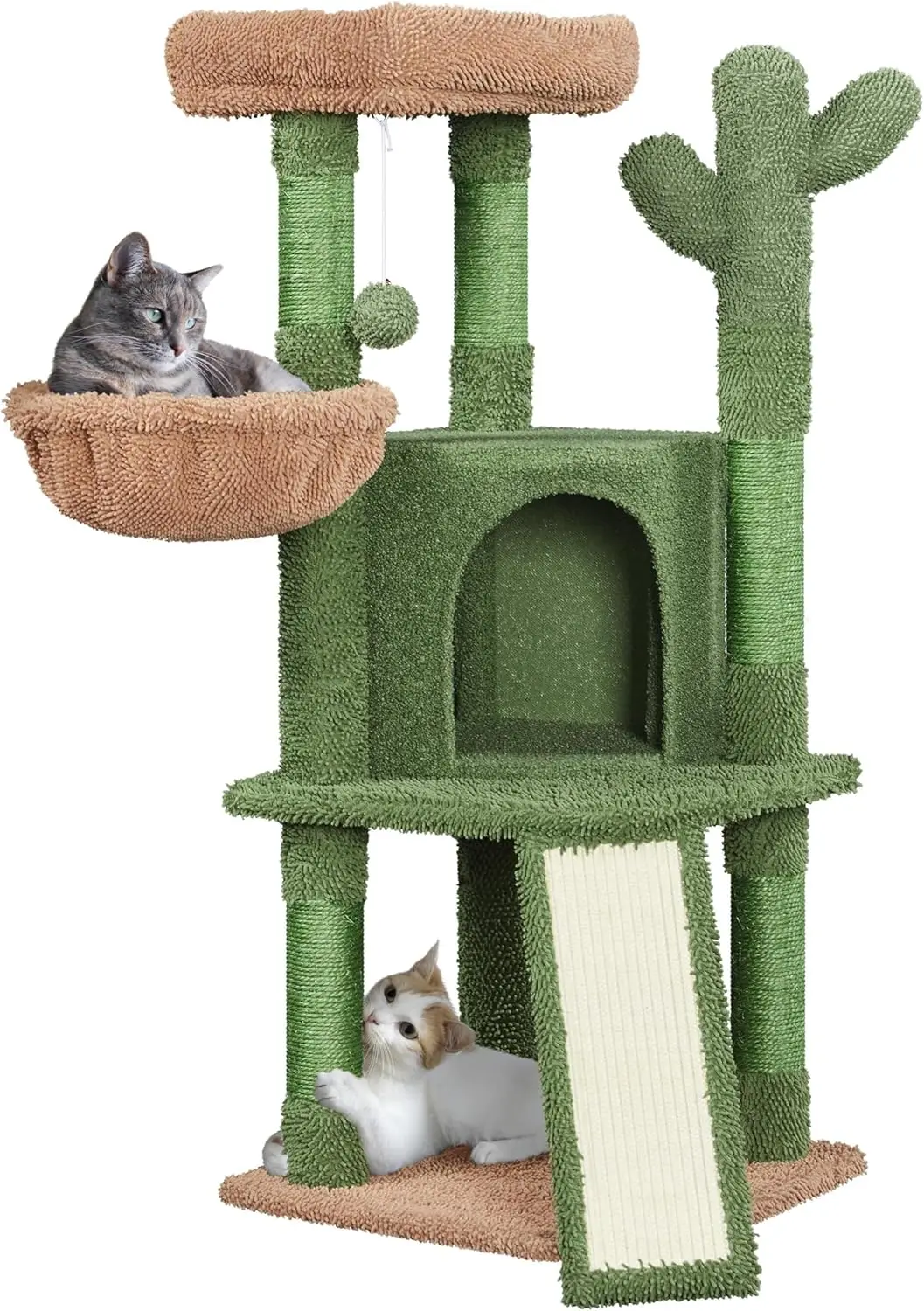 Cactus Cat Tree, 42in Multi-Level Tower with Scratching Posts, Plush Perch, Basket for Indoor Cats
Cactus Cat Tree, 42in Multi-Level Tower with Scratching Posts, Plush Perch, Basket for Indoor Cats