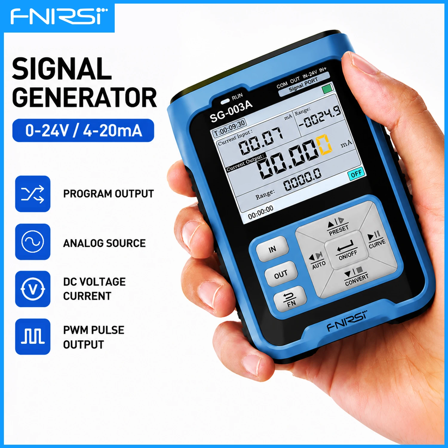 FNIRSI SG-003A Signal Generator 0-10V 4-20mA Adjustable Current Voltage Simulator PWM Pulse Output Electronic Repair Tester
FNIRSI SG-003A Signal Generator 0-10V 4-20mA Adjustable Current Voltage Simulator PWM Pulse Output Electronic Repair Tester