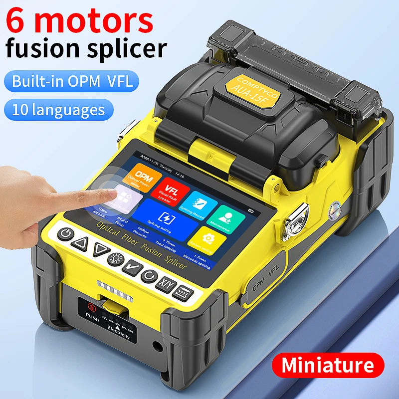 COMPTYCO AUA-15F/L-70C Six Motors Optical Fiber Fusion Splicer Touch Screen Mini Fiber Optic Fusion Machine Built-in VFL OPM
COMPTYCO AUA-15F/L-70C Six Motors Optical Fiber Fusion Splicer Touch Screen Mini Fiber Optic Fusion Machine Built-in VFL OPM