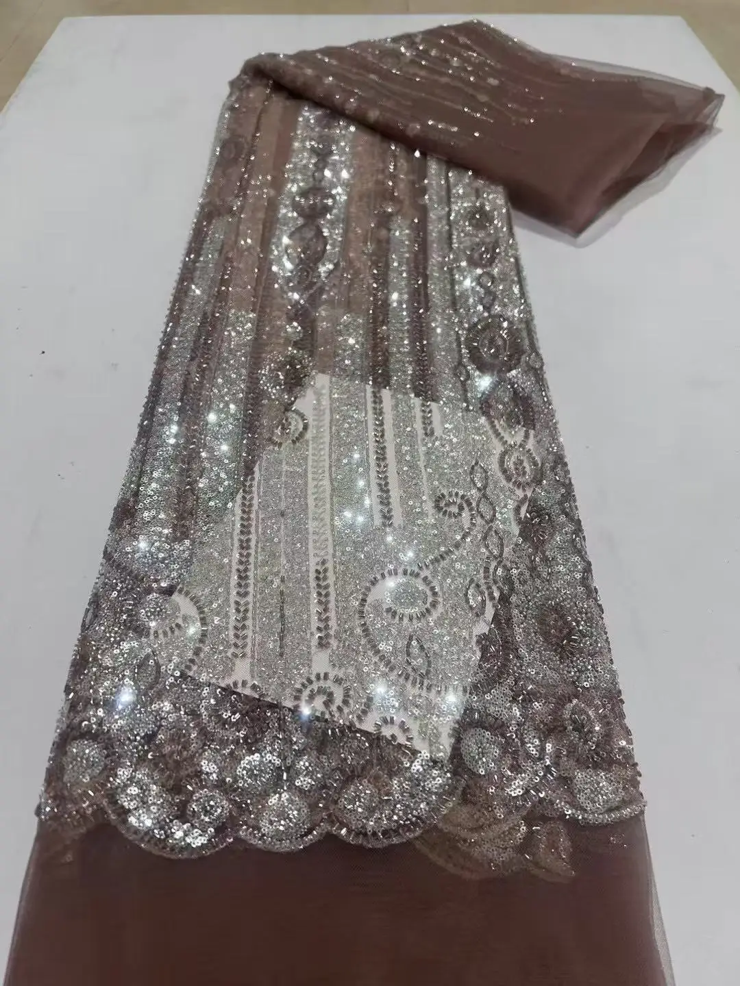 Sky Blue Sequin Lace Fabric African Fabric Lace Wedding Dress 2025 Luxury Gold Beaded Lace French Mesh Sequence for Sewing
Sky Blue Sequin Lace Fabric African Fabric Lace Wedding Dress 2025 Luxury Gold Beaded Lace French Mesh Sequence for Sewing