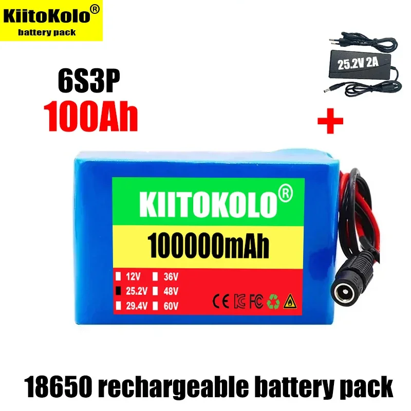 24V 100Ah 6S3P 18650 Rechargeable Lithium-ion Battery 25.2V 100000mAh/lithium-ion Battery Pack + 25.2v 2a Charger
24V 100Ah 6S3P 18650 Rechargeable Lithium-ion Battery 25.2V 100000mAh/lithium-ion Battery Pack + 25.2v 2a Charger