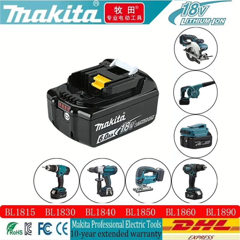 Makita 18V Battery 6Ah with Charger Rechargeable Lithium Ion BL1850 Compatible with BL1830 & BL1840 Power Tool Battery
Makita 18V Battery 6Ah with Charger Rechargeable Lithium Ion BL1850 Compatible with BL1830 & BL1840 Power Tool Battery