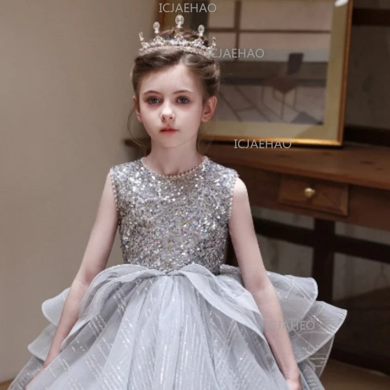 2026 Kids Gray Sleeveless Sequin Girls Princess Dress Piano Performance Pageant Clothes Host Elegant Evening Gown Children
2026 Kids Gray Sleeveless Sequin Girls Princess Dress Piano Performance Pageant Clothes Host Elegant Evening Gown Children