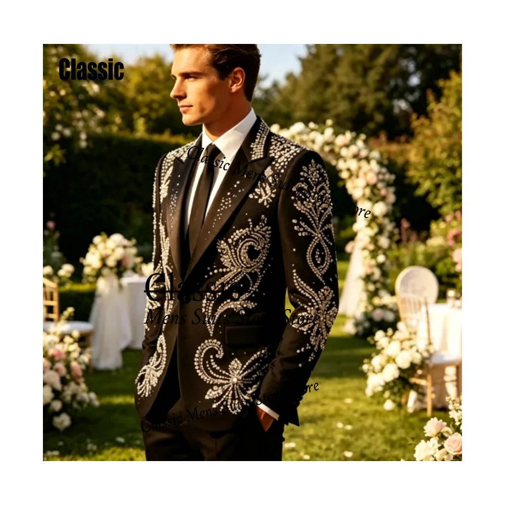 Customized Sparkly Jewelry Men Suit Luxury Rhinestone Crystal Wedding Tuxedos Slim Elegant hombre 2 Pieces Set Groom Male Blazer
Customized Sparkly Jewelry Men Suit Luxury Rhinestone Crystal Wedding Tuxedos Slim Elegant hombre 2 Pieces Set Groom Male Blazer