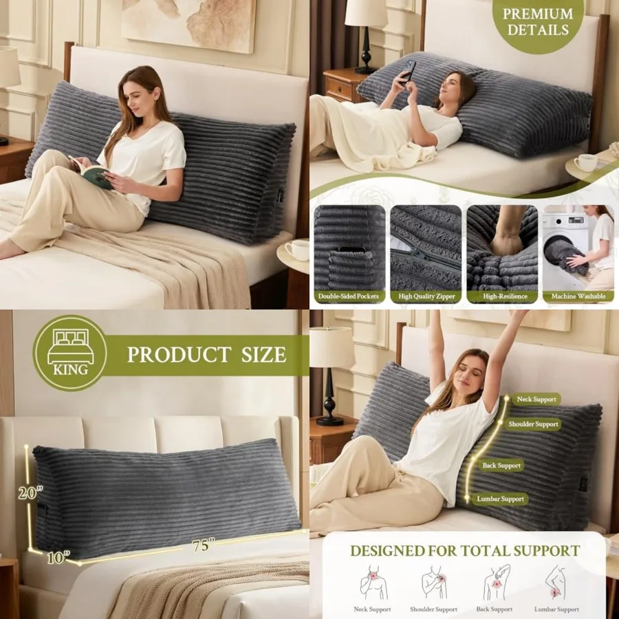Headboard Pillow, Headboard Wedge Pillow, Back Rest Pillows for Sitting, Reading, Wor, Triangle Pillow with Removable Cover, Da
Headboard Pillow, Headboard Wedge Pillow, Back Rest Pillows for Sitting, Reading, Wor, Triangle Pillow with Removable Cover, Da