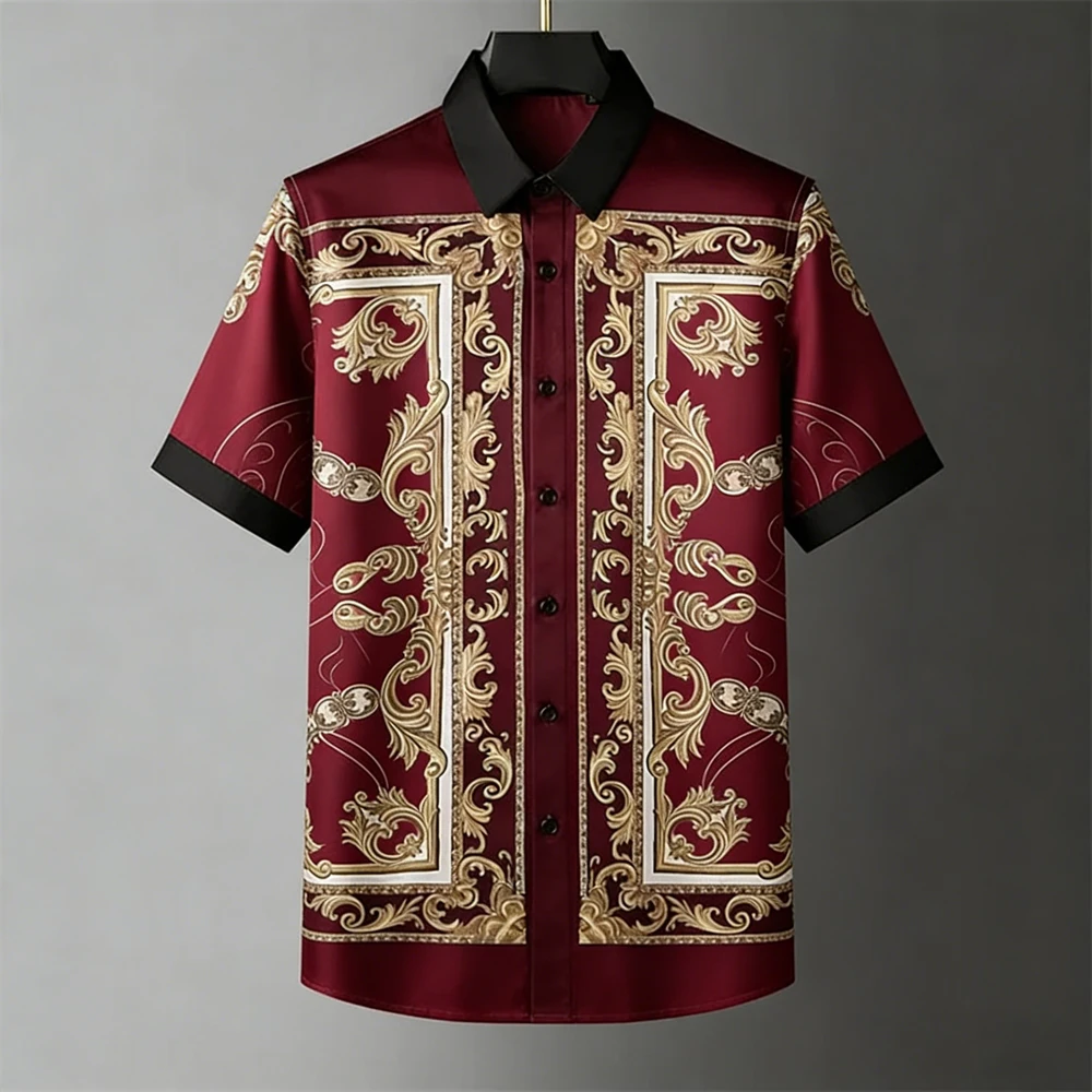 Men's Fashion Retro Breathable Soft Short Sleeve Shirt Gold Pattern Natural 3D Printed Shirt Men's Wedding Casual Party Tops Men
Men's Fashion Retro Breathable Soft Short Sleeve Shirt Gold Pattern Natural 3D Printed Shirt Men's Wedding Casual Party Tops Men