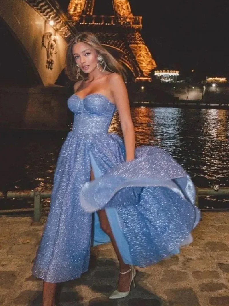 Shiny Blue Sequins Prom Birthday Dress Strapless Silt A-lien Tea-Length Birthday Party Gowns Club Homecoming Vestido De Feast
Shiny Blue Sequins Prom Birthday Dress Strapless Silt A-lien Tea-Length Birthday Party Gowns Club Homecoming Vestido De Feast