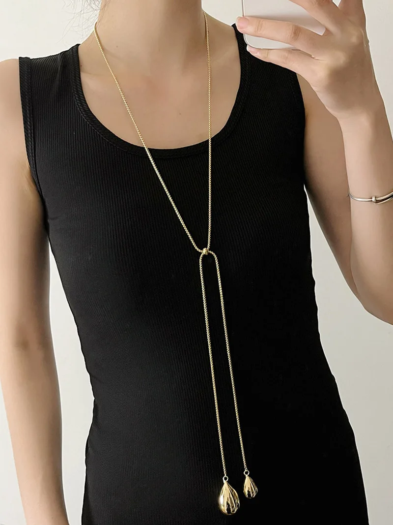 Luxury Retro Drop-Shaped Titanium Steel Long Necklace European American Fashion Movable Personality Accessory
Luxury Retro Drop-Shaped Titanium Steel Long Necklace European American Fashion Movable Personality Accessory
