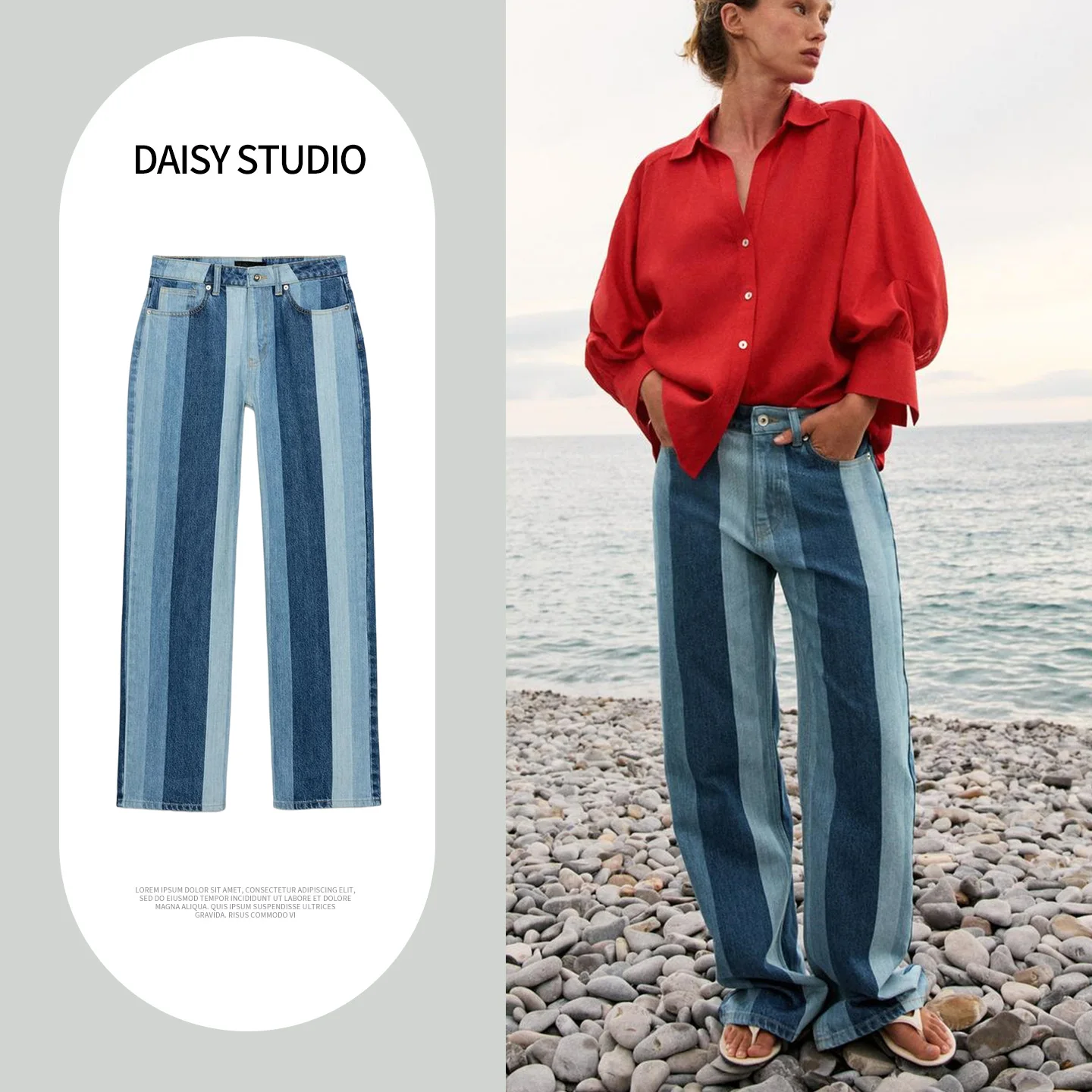 Summer New Women's Casual Style Zipper Mid-Waist Straight Leg Color Block Stripe Denim Jeans Striped Straight Leg Jeans
Summer New Women's Casual Style Zipper Mid-Waist Straight Leg Color Block Stripe Denim Jeans Striped Straight Leg Jeans
