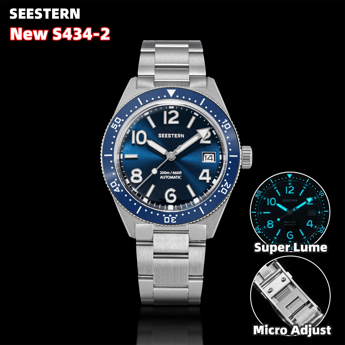 SEESTERN Diving Watch of Men Automatic Mechanical Wristwatches Japan NH35A Movement 20bar Waterproof Luminous Domed Crystal New
SEESTERN Diving Watch of Men Automatic Mechanical Wristwatches Japan NH35A Movement 20bar Waterproof Luminous Domed Crystal New