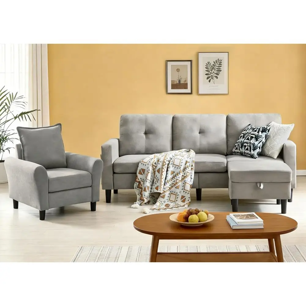 2-Piece Sectional Sofa Set with 3-Seat Sofa, Chair, Side Tables, and Storage Ottoman, Convertible Fabric Living Room/Office Sofa
2-Piece Sectional Sofa Set with 3-Seat Sofa, Chair, Side Tables, and Storage Ottoman, Convertible Fabric Living Room/Office Sofa