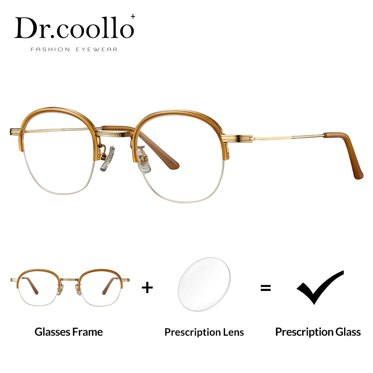 Drcoollo High Quality Round Acetate Metal Semi-Rimless Prescription Glasses Frames for Men Women, Durable Metal Temple Design
Drcoollo High Quality Round Acetate Metal Semi-Rimless Prescription Glasses Frames for Men Women, Durable Metal Temple Design