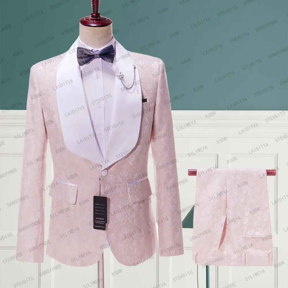 2023 Costume Homme Pink Jacquard One Button Tuxedo Men Suit Slim Fit Groom Prom Dress Blazer Pants 2Pcs Set Male Terno Masculino
2023 Costume Homme Pink Jacquard One Button Tuxedo Men Suit Slim Fit Groom Prom Dress Blazer Pants 2Pcs Set Male Terno Masculino