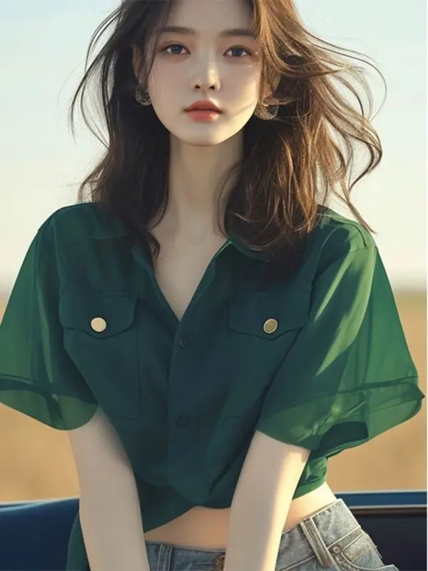 Summer New French Chic Mint Mamba Style Elegant Green Chiffon Short Sleeve Blouse for Women
Summer New French Chic Mint Mamba Style Elegant Green Chiffon Short Sleeve Blouse for Women