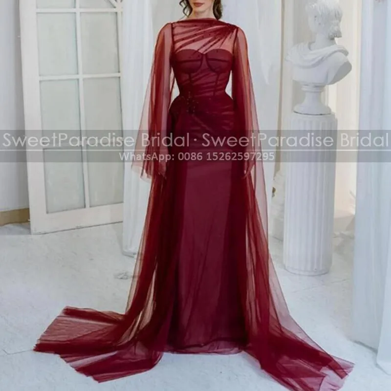 Customized Sheath Prom Dresses Long Sleeves Beaded Sheer Neck Waistline Caps Evening Dress Party For Women
Customized Sheath Prom Dresses Long Sleeves Beaded Sheer Neck Waistline Caps Evening Dress Party For Women