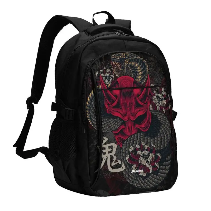 Japanese Art Oni Mask Snake Headband Backpack for School Work Travel Large Capacity Laptop Bags with USB Port 18x13.4x8.3 Inch
Japanese Art Oni Mask Snake Headband Backpack for School Work Travel Large Capacity Laptop Bags with USB Port 18x13.4x8.3 Inch