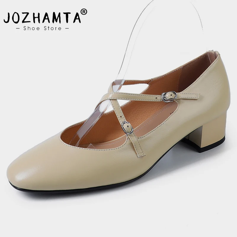 JOZHAMTA/женские туфли-лодочки из натуральной кожи с перекрестным ремешком, балетки на массивном каблуке, весна 2024, классические офисные женские повседневные туфли, размер 34-40
JOZHAMTA/женские туфли-лодочки из натуральной кожи с перекрестным ремешком, балетки на массивном каблуке, весна 2024, классические офисные женские повседневные туфли, размер 34-40