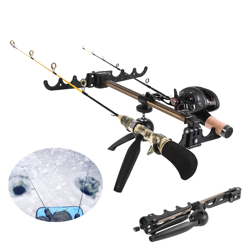 Aluminum Alloy Foldable 4 Groove Ice Fishing Rod Holder Tripod Floor Stand Fishing Pole Bracket
Aluminum Alloy Foldable 4 Groove Ice Fishing Rod Holder Tripod Floor Stand Fishing Pole Bracket