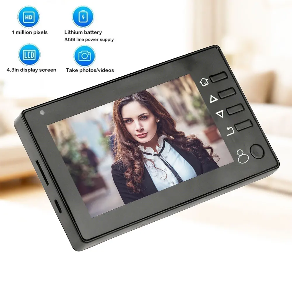 4,3-дюймовая цифровая дверная камера-глазок, умная фото-видео дверной просмотрщик, PIR-камера безопасности с обнаружением движения, монитор 120 ° Широкоугольный
4,3-дюймовая цифровая дверная камера-глазок, умная фото-видео дверной просмотрщик, PIR-камера безопасности с обнаружением движения, монитор 120 ° Широкоугольный