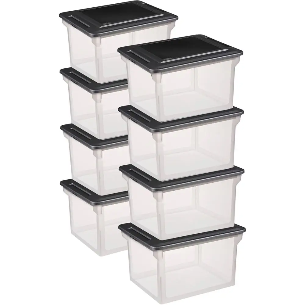 8-Pack Clear Storage Tote with Black Lid or Hanging Folders - Stackable Plastic Document and Paper Organizer for Home, Office, a
8-Pack Clear Storage Tote with Black Lid or Hanging Folders - Stackable Plastic Document and Paper Organizer for Home, Office, a