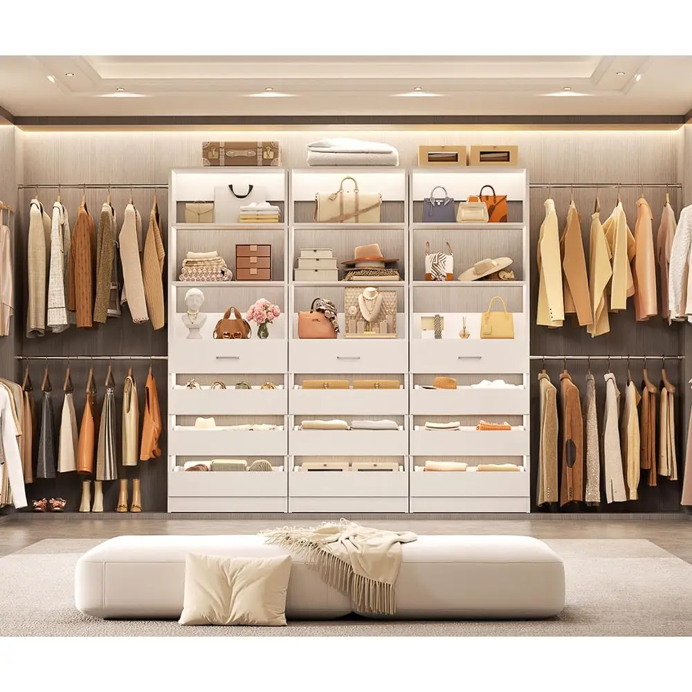 Closet System with 12 Drawers, 8.511.5Ft Wood Closet Organizer System with 4 Hanging Rods amp 3 Towers, 4Ft amp 6Ft LShaped Wal
Closet System with 12 Drawers, 8.511.5Ft Wood Closet Organizer System with 4 Hanging Rods amp 3 Towers, 4Ft amp 6Ft LShaped Wal