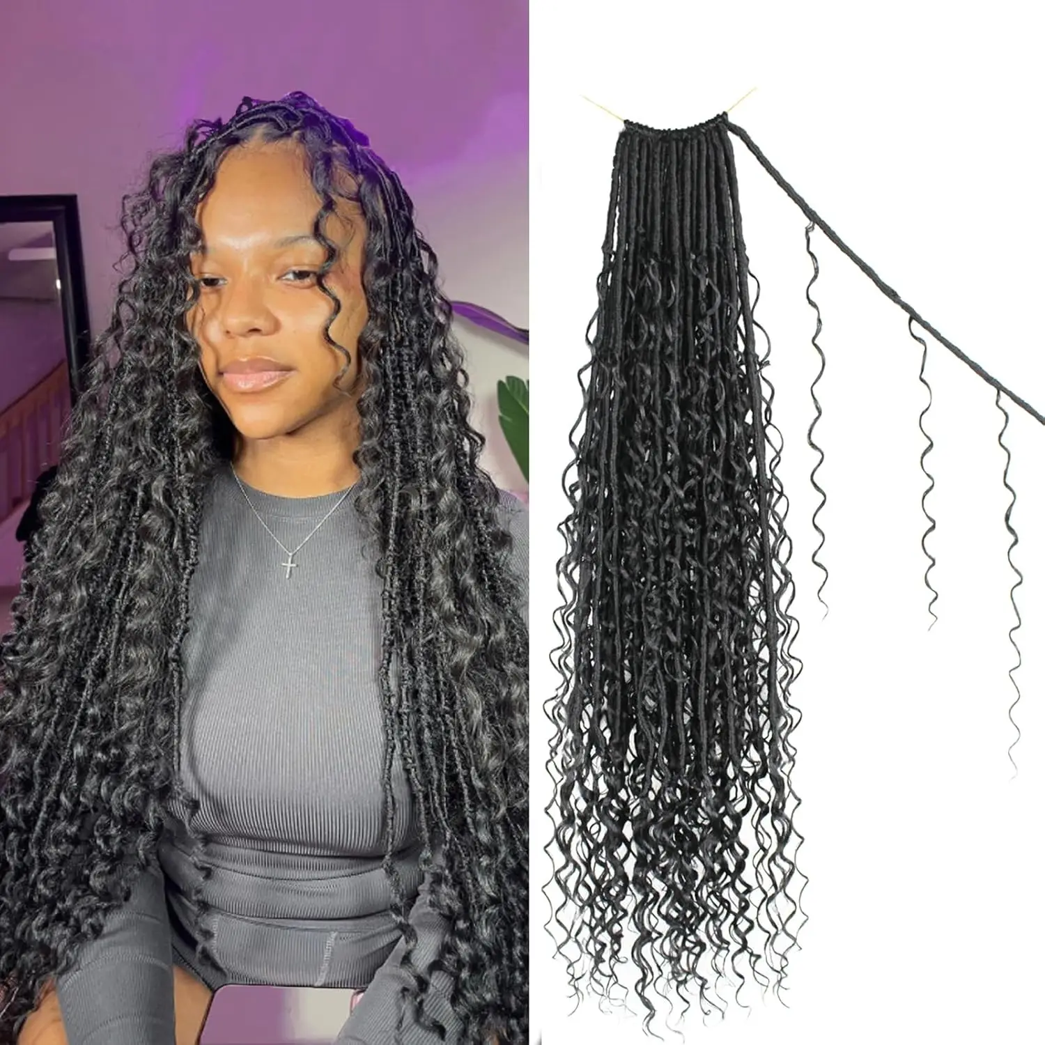 Boho Faux Locs Вязаные крючком волосы Goddess Boho Мягкие вязанные крючком волосы с вьющимися концами Богемные речные локоны для чернокожих женщин
Boho Faux Locs Вязаные крючком волосы Goddess Boho Мягкие вязанные крючком волосы с вьющимися концами Богемные речные локоны для чернокожих женщин