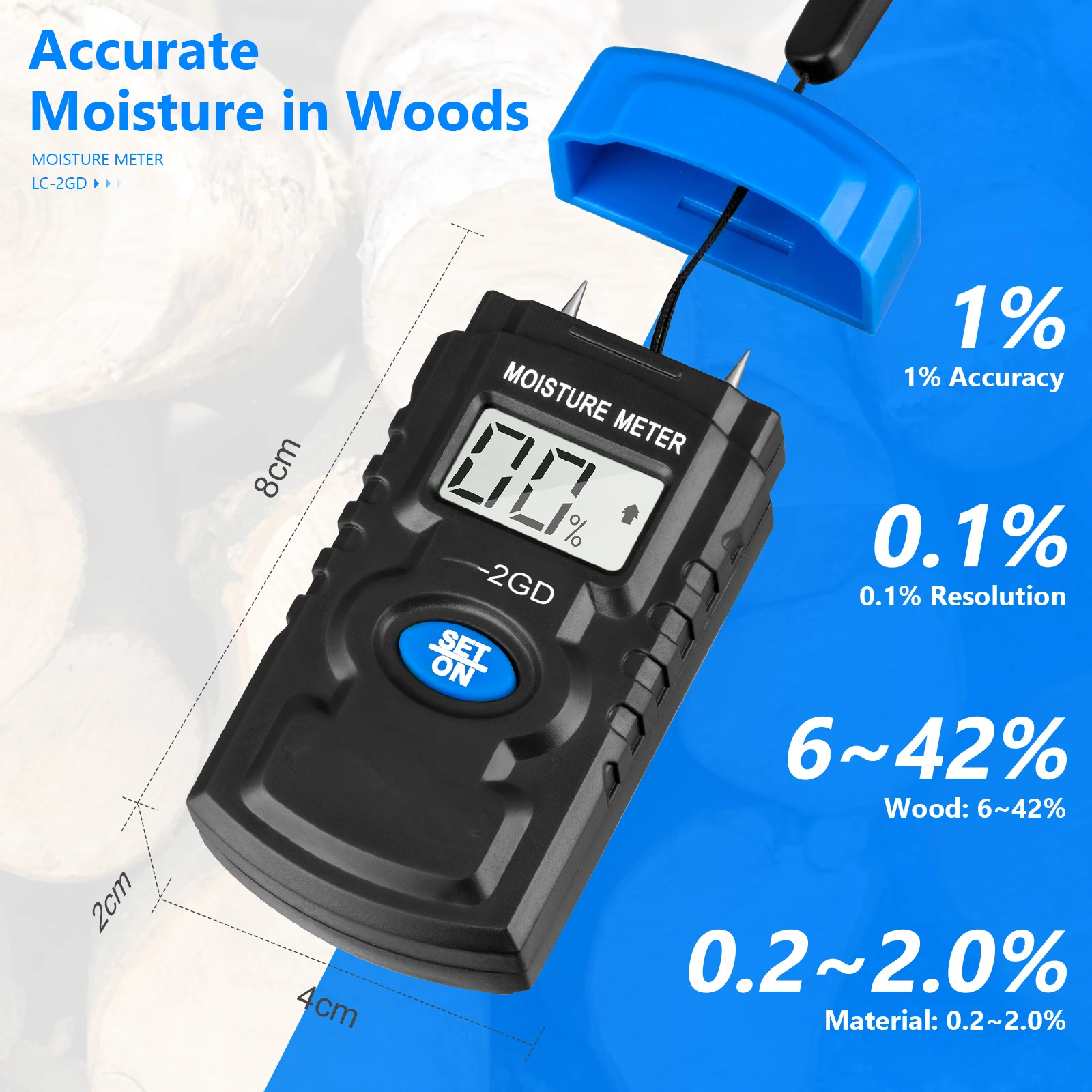 BTMETER Pin-Type Wood Moisture Meter - Digital Hygrometer with Dual Mode & LCD Backlight, 0-100% RH Precision Tester for Timber
BTMETER Pin-Type Wood Moisture Meter - Digital Hygrometer with Dual Mode & LCD Backlight, 0-100% RH Precision Tester for Timber