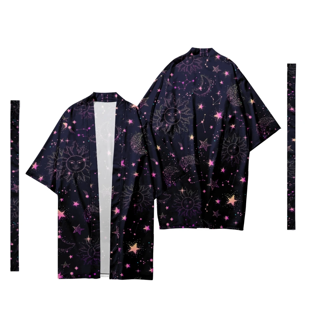 Japanese Men's Long Kimono Cardigan Samurai Costume Kimono Moon Star Pattern Print Kimono Shirt Yukata
Japanese Men's Long Kimono Cardigan Samurai Costume Kimono Moon Star Pattern Print Kimono Shirt Yukata