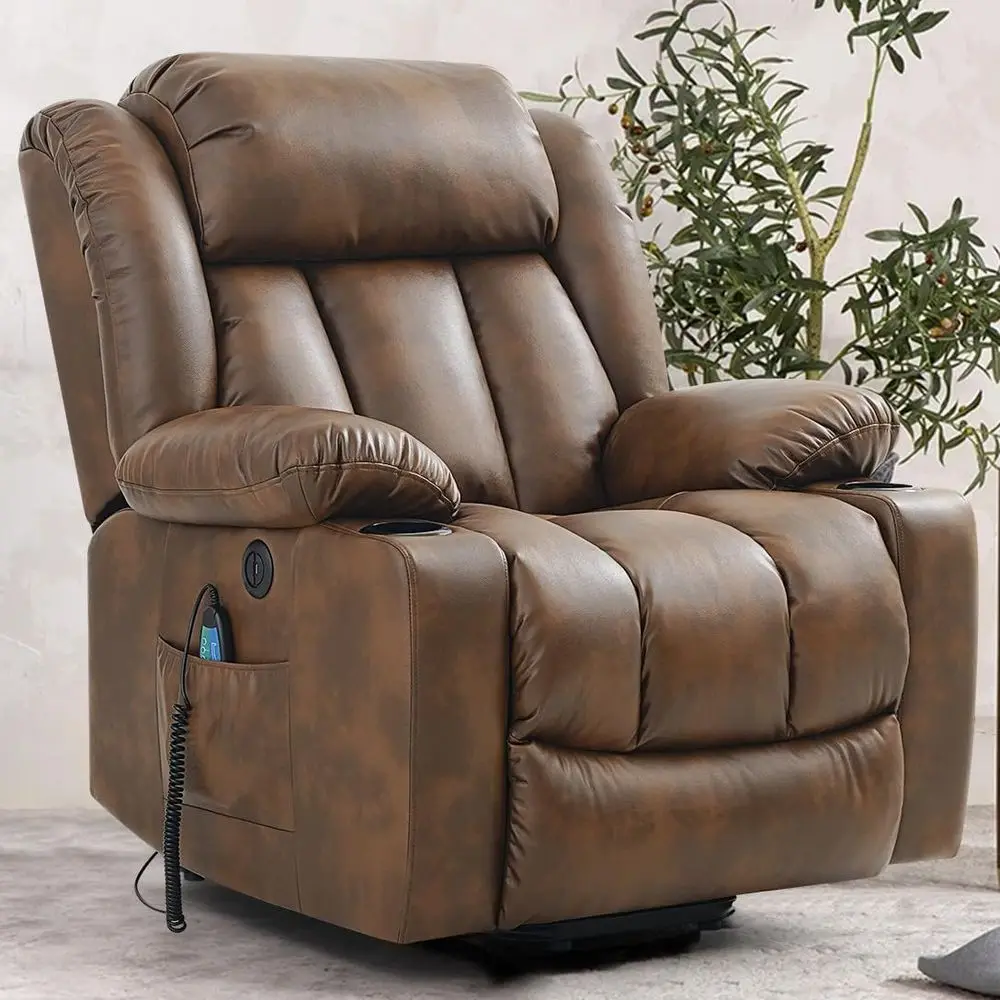 Breathable Leather Electric Recliner Chair with Vibration Massage, Lumbar Heating, USB & Cup Holders, Easy Assembly, Ochre
Breathable Leather Electric Recliner Chair with Vibration Massage, Lumbar Heating, USB & Cup Holders, Easy Assembly, Ochre