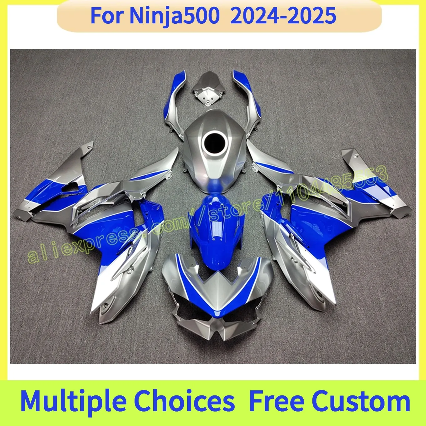 Комплект обтекателя для KAWASAKI NINJA 500 2024-2025 NINJA 500R Sportbike, панель кузова из АБС-пластика | Синее серебро
Комплект обтекателя для KAWASAKI NINJA 500 2024-2025 NINJA 500R Sportbike, панель кузова из АБС-пластика | Синее серебро