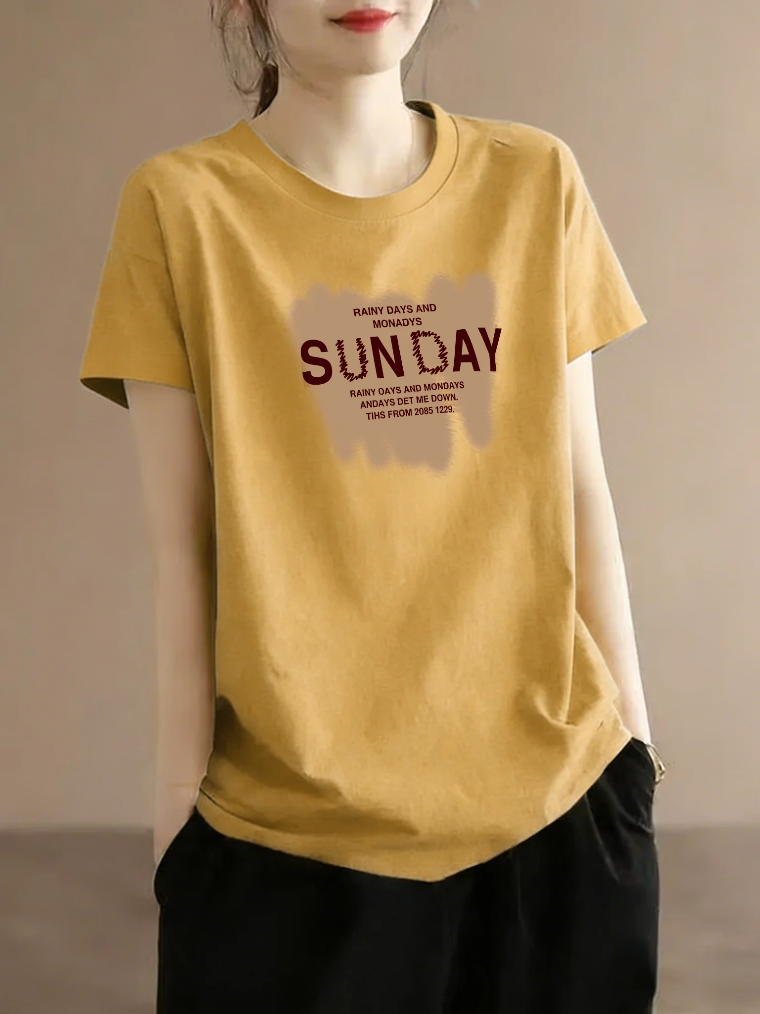 Loose Yellow Short Sleeve Women's T-shirt Breathable Printed Casual Style Fashionable Summer Trendy Top for Middle-Aged Women
Loose Yellow Short Sleeve Women's T-shirt Breathable Printed Casual Style Fashionable Summer Trendy Top for Middle-Aged Women