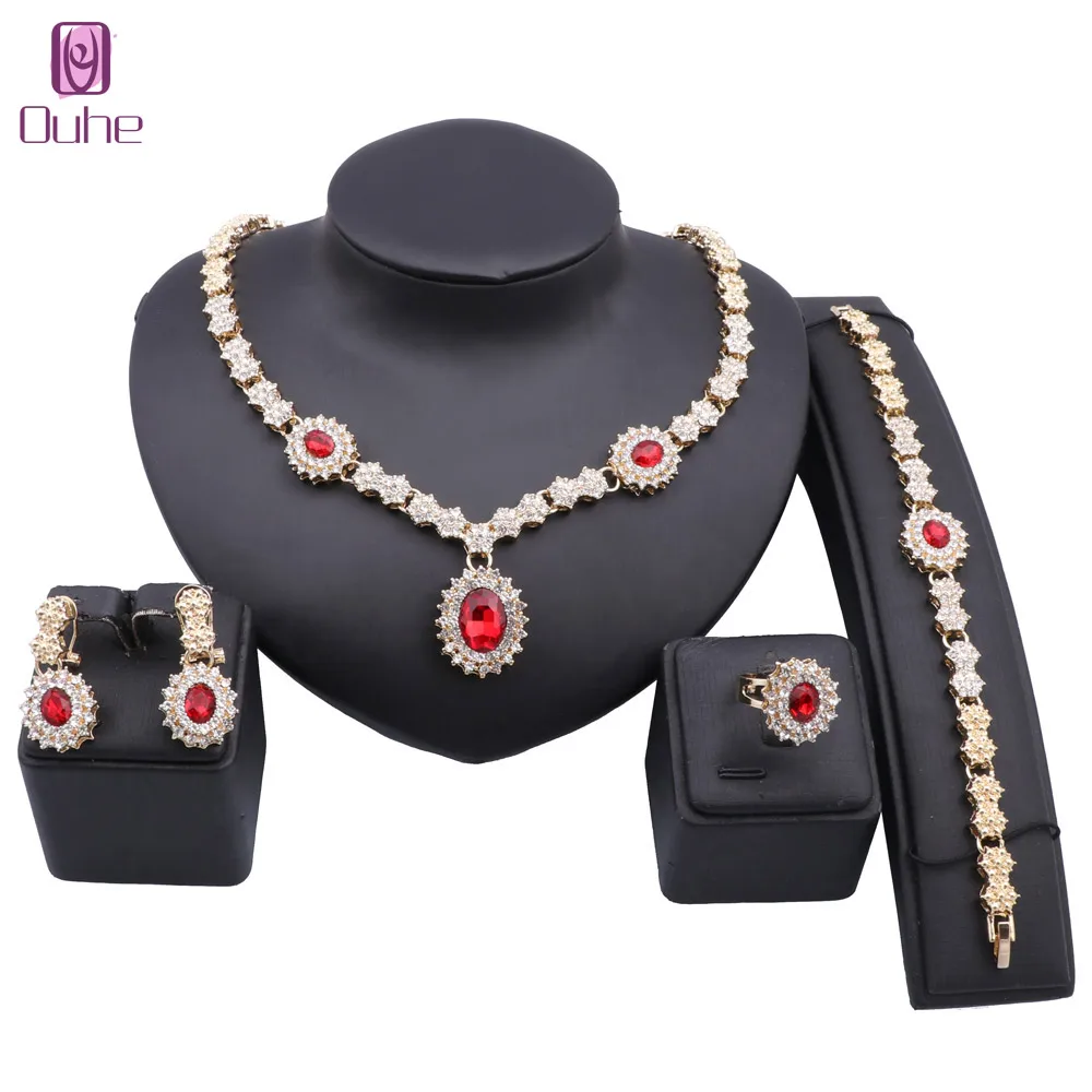 Women's Gold Color Crystal Zircon Necklace Earrings Bracelet Ring Party Wedding Accessories Gift Jewelry Set
Women's Gold Color Crystal Zircon Necklace Earrings Bracelet Ring Party Wedding Accessories Gift Jewelry Set