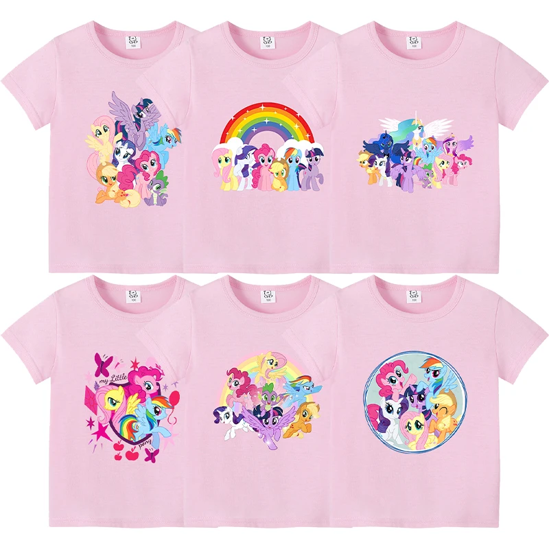 Unicorn Little Ponys Girl Pink T-shirt Cotton Cute Anime Tees Short Sleeve Kawaii Kids Casual Street Clothes Party Birthday Gift
Unicorn Little Ponys Girl Pink T-shirt Cotton Cute Anime Tees Short Sleeve Kawaii Kids Casual Street Clothes Party Birthday Gift