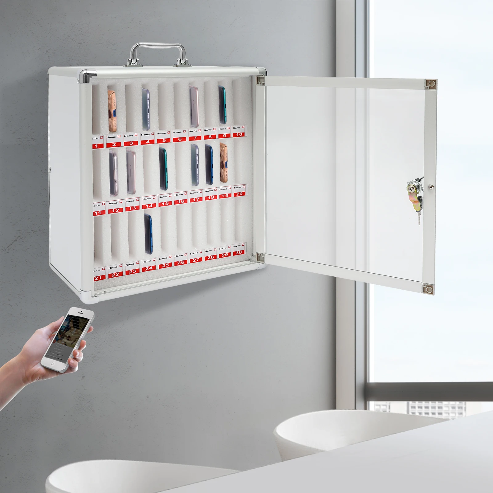 Large Capacity Cell Phone Cabinet, Lightweight & Clear Door Panel For Classrooms, Repair Stores, Conference Rooms, Libraries
Large Capacity Cell Phone Cabinet, Lightweight & Clear Door Panel For Classrooms, Repair Stores, Conference Rooms, Libraries