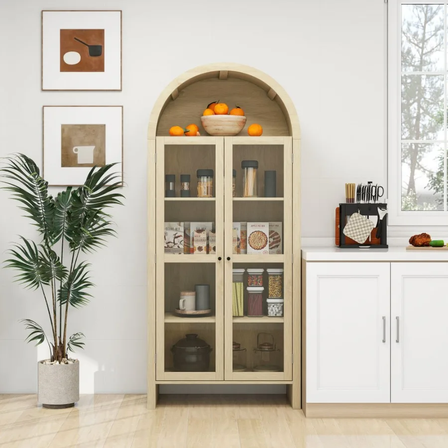 70.28 Tall Arched Kitchen Pantry Modern Farmhouse Wood Kitchen Storage Cabinets Arched Storage Display Cabinet with Adjustable
70.28 Tall Arched Kitchen Pantry Modern Farmhouse Wood Kitchen Storage Cabinets Arched Storage Display Cabinet with Adjustable