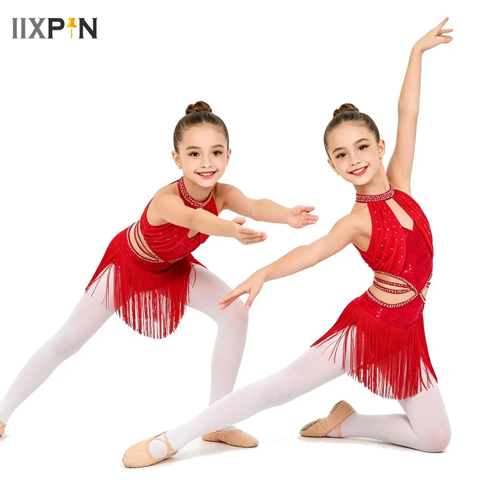 Kids Girls Latin Dance Dress Rhinestone Performance Costume Sequin Ruched Mesh Overlay Tassel Ballroom Tango Jazz Leotard Dress
Kids Girls Latin Dance Dress Rhinestone Performance Costume Sequin Ruched Mesh Overlay Tassel Ballroom Tango Jazz Leotard Dress