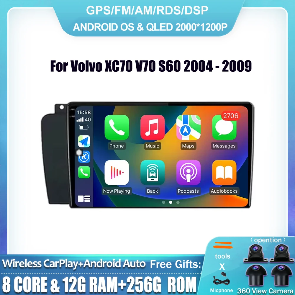 For Volvo XC70 V70 S60 2004 2005 2006 2007 2008 2009 Android 14 Carplay Auto Car Radio Multimedia Video Player WIFI+4G Stereo BT
For Volvo XC70 V70 S60 2004 2005 2006 2007 2008 2009 Android 14 Carplay Auto Car Radio Multimedia Video Player WIFI+4G Stereo BT