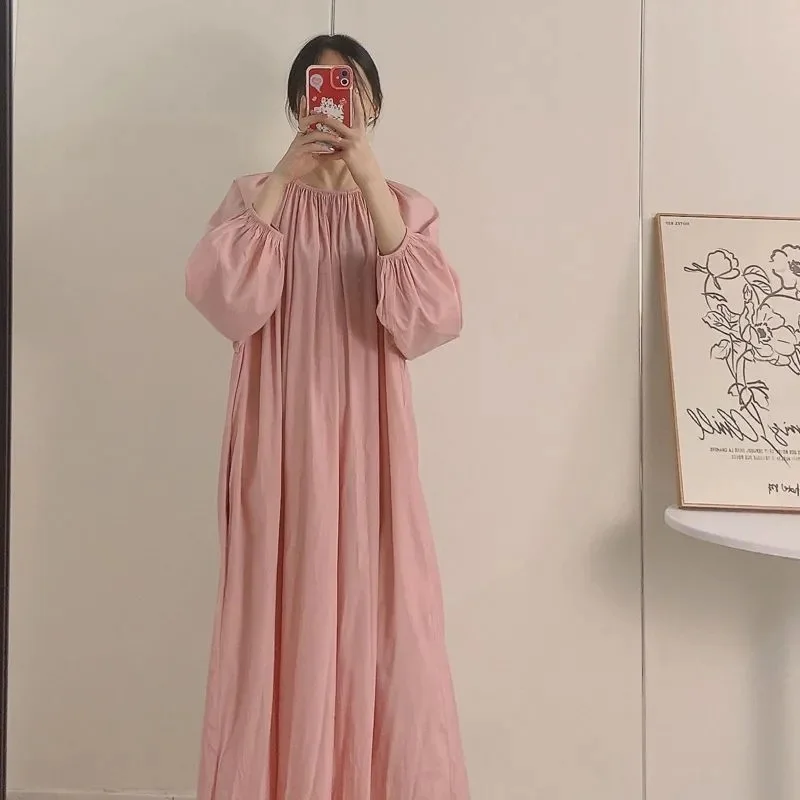 Autumn Amazing Skirt with a High Sense Temperament Round Neck Pleated Dress Pink Commuter Casual Relaxed Slim Lazy Style Long D
Autumn Amazing Skirt with a High Sense Temperament Round Neck Pleated Dress Pink Commuter Casual Relaxed Slim Lazy Style Long D